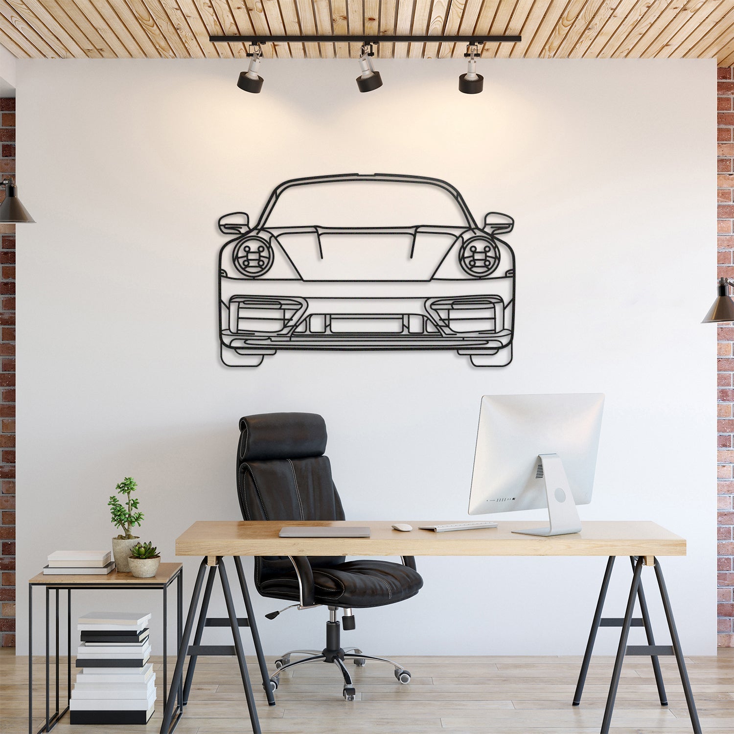 911 Model 992 Front View Metal Silhouette, Wall Decor, Metal Wall art