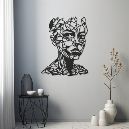 Portrait Of Minimalist Woman Metal Wall Art