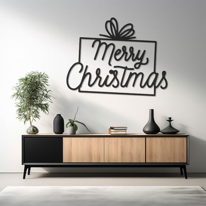 Merry Christmas Metal Wall Art for Holiday Season, Entryway - Festive Home Accent