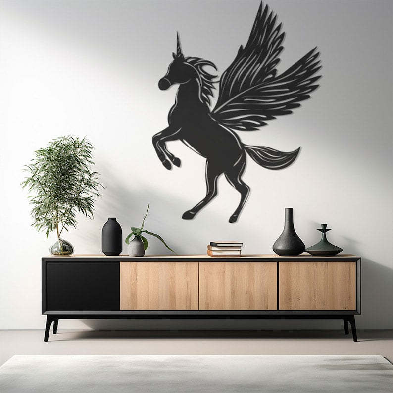 Magical Unicorn Wall Art, Mid Flight Design Metal Decor