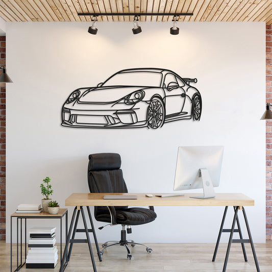 911 GT3 Model 991 Front Angle Metal Silhouette, Metal Wall art