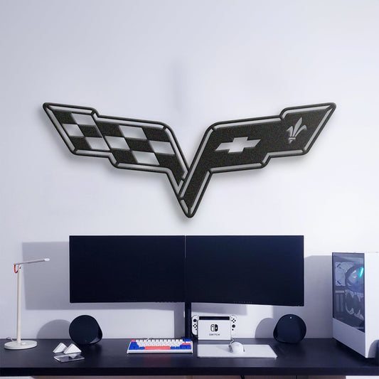Corvette Metal Car Emblem, Wall Decor, Metal Wall art