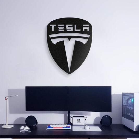 Tesla Metal Car Emblem, Wall Decor, Metal Wall art