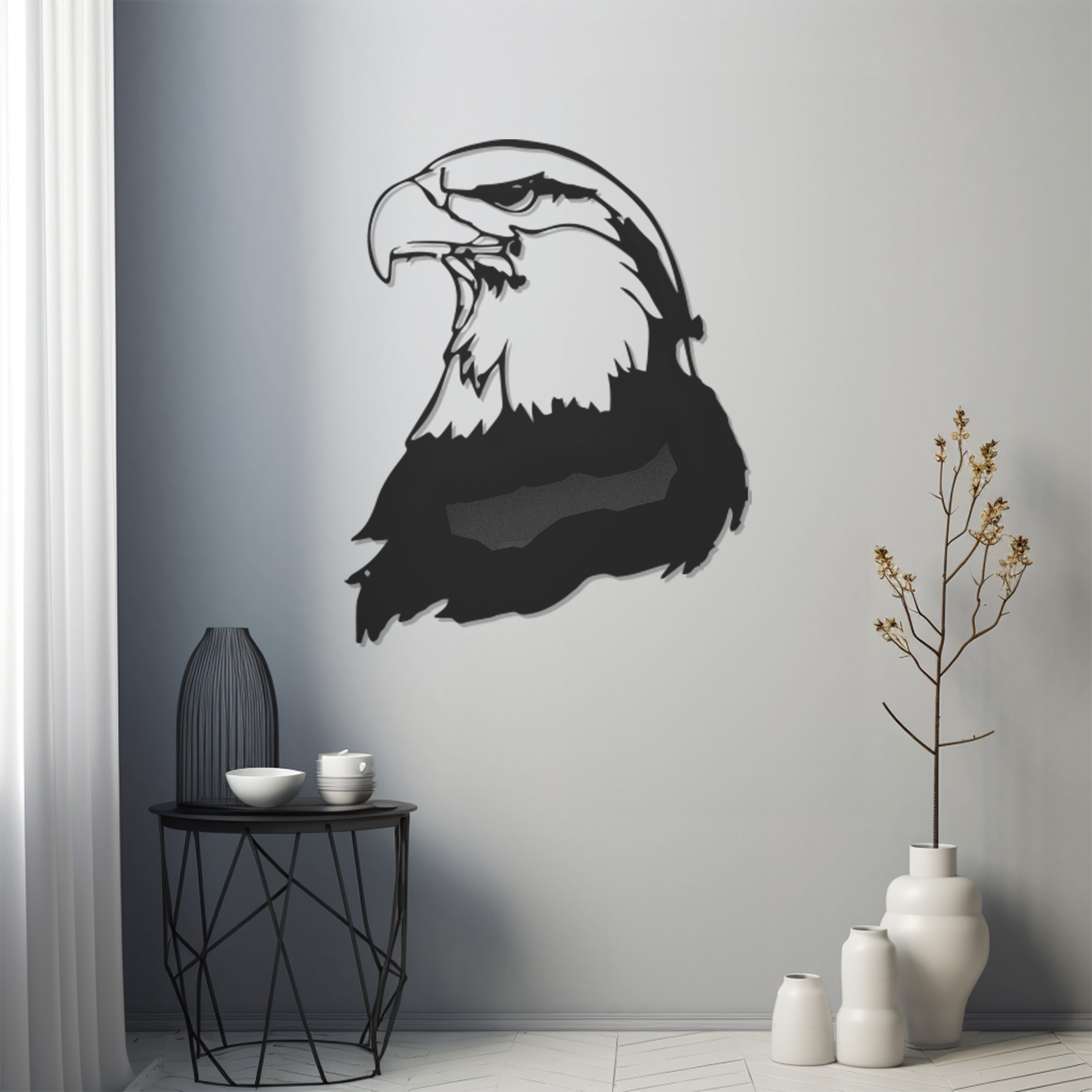 Side Profile Eagle Figure Metal Wall Art