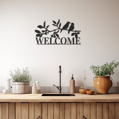 Birds On The Branch Metal Wall Decor In Welcome Post