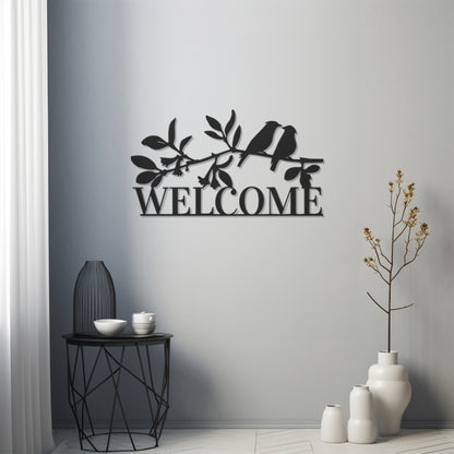 Birds On The Branch Metal Wall Decor In Welcome Post