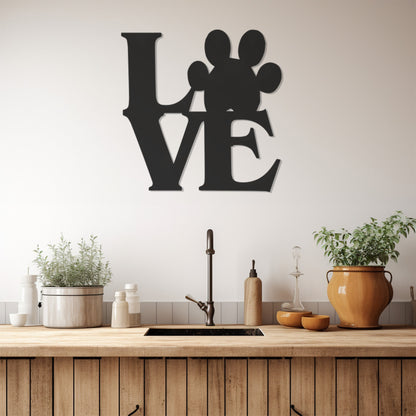 Love Paw Lettering Metal Wall Decor