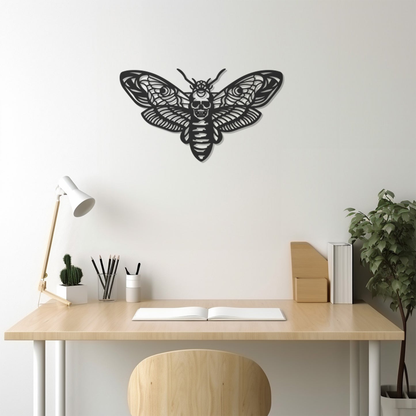 Bee With Skull Silhouette Metal Wall Art Decor