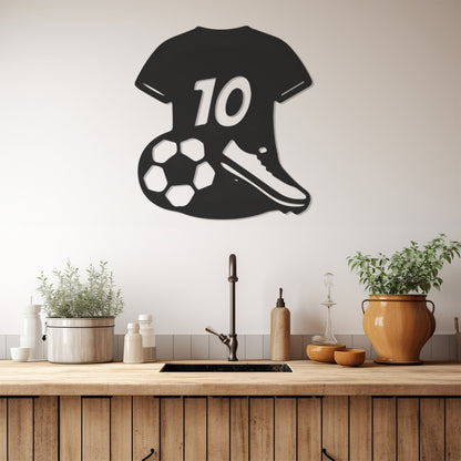 Metal Wall Decor With Messi's Number 10 Jersey, Football Boots And Football