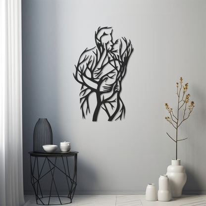 Kissing Lover Adapted To Branch Pattern Metal Wall Decor Art