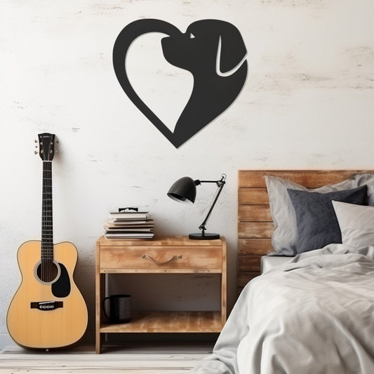 Wall Decor With Heart Silhouette Combining Heart And Dog