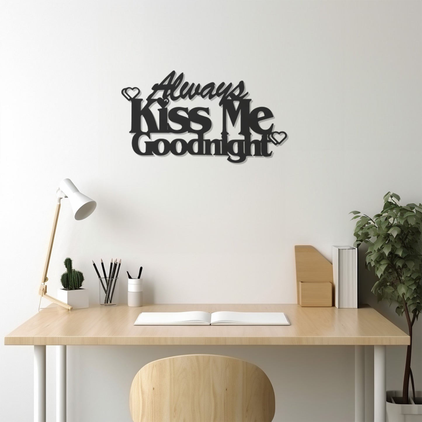 Always Kiss Me Goodnight Lettering Metal Wall Decor