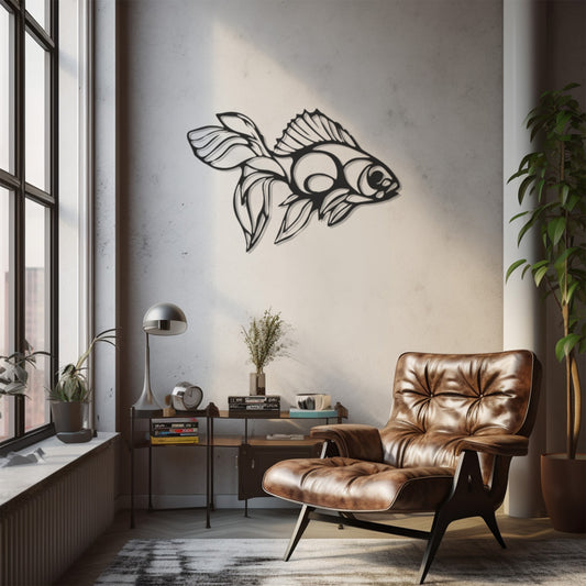 Fish Wall Decor With Geometric Pattern, Wall Decor, Metal Wall art