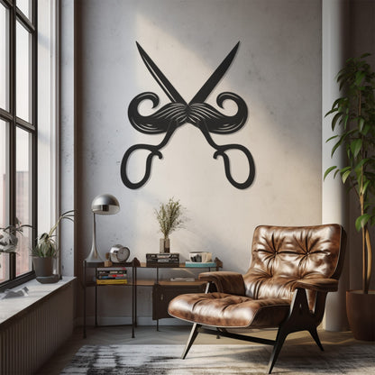 Mustache And Scissors Metal Wall Art