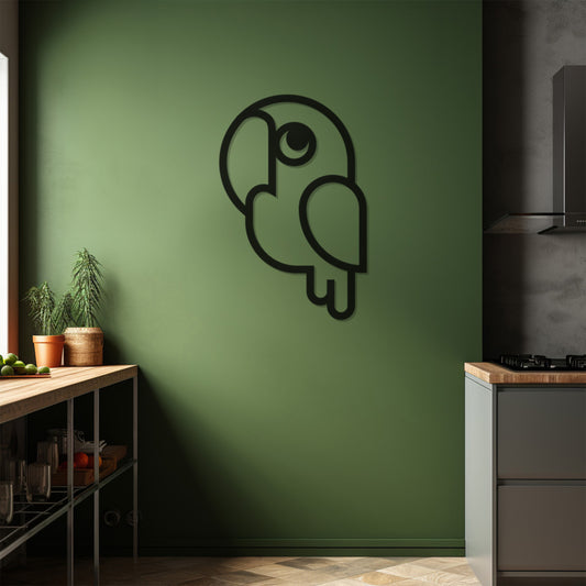 Cute And Confused Parrot Metal Wall Art, Wall Decor, Metal Wall art