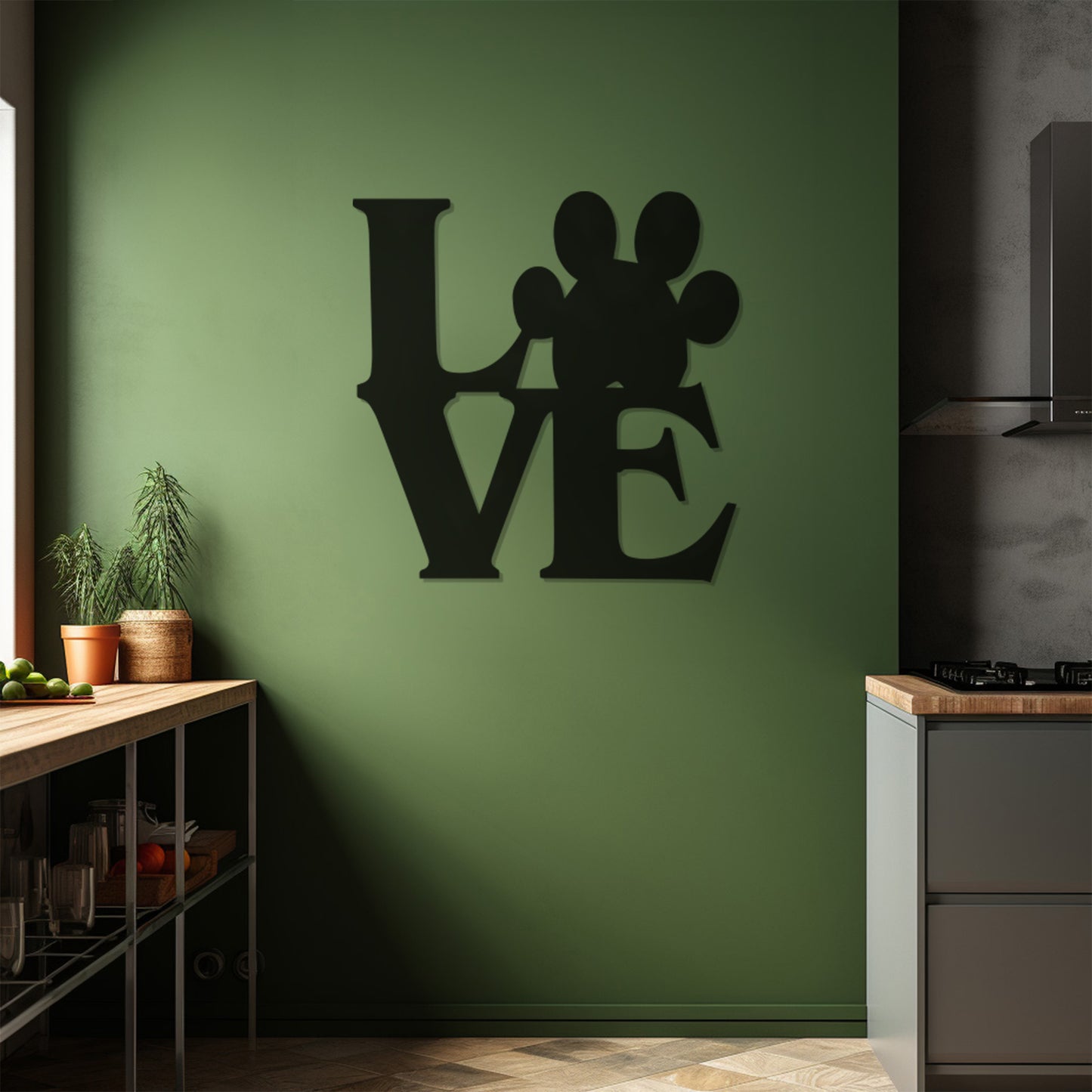 Love Paw Lettering Metal Wall Decor