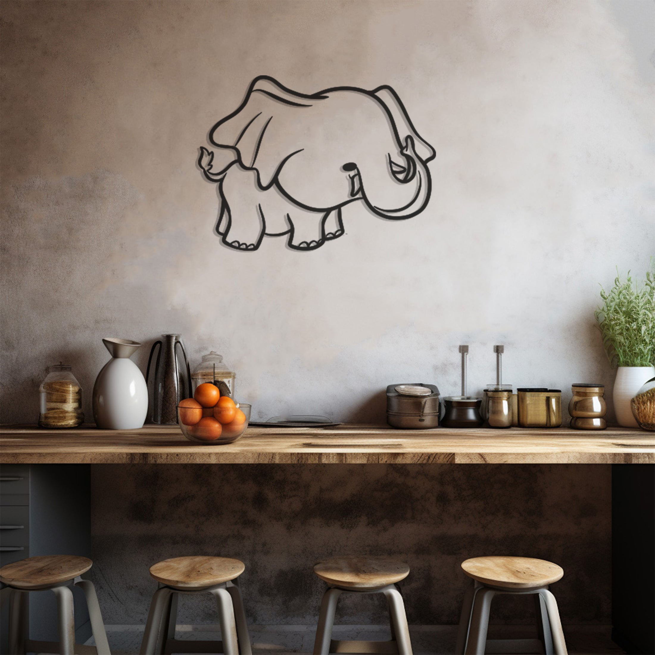 Baby Elephant Object Metal Wall Art