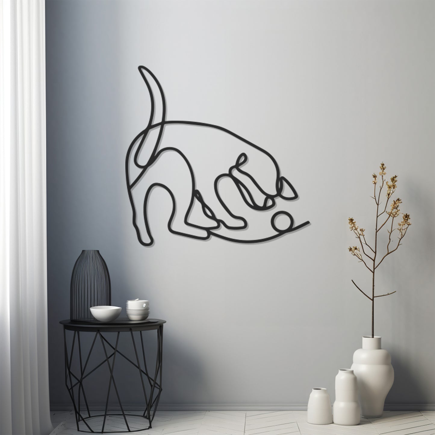 Cat Line Art Metal Wal Decor