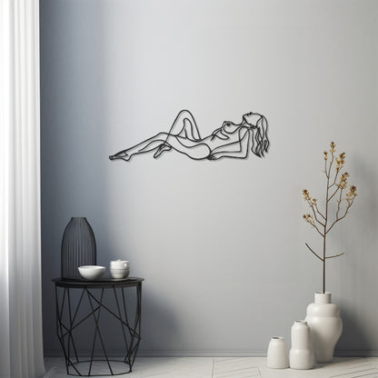 Woman Stretching Metal Wall Art