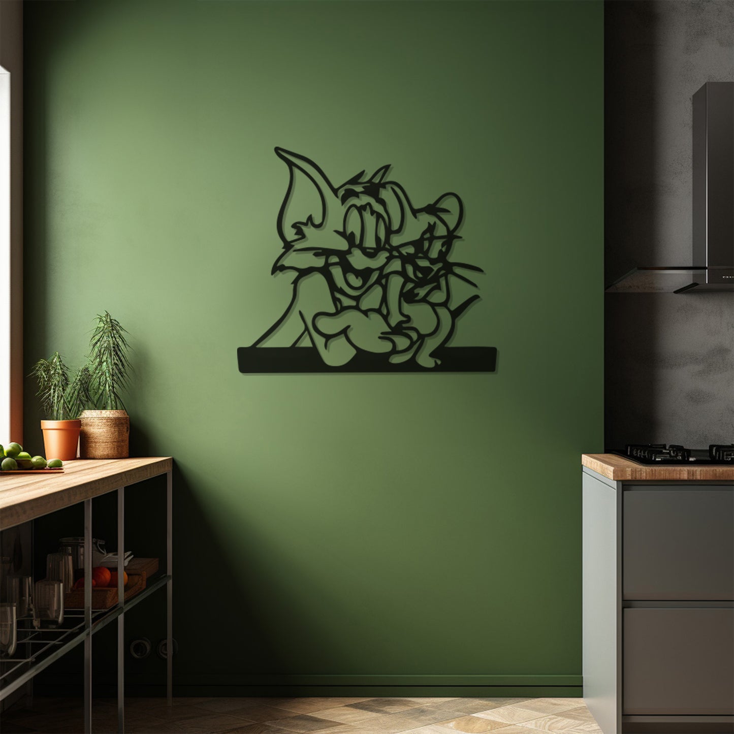Tom And Jerry Line Art Metall Wall Art