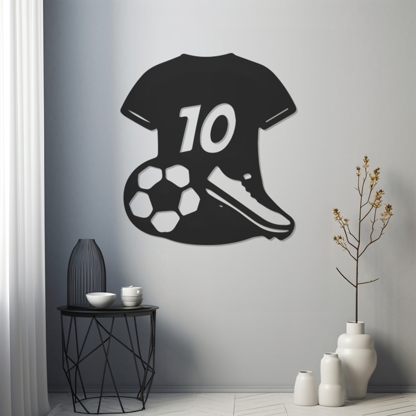 Metal Wall Decor With Messi's Number 10 Jersey, Football Boots And Football