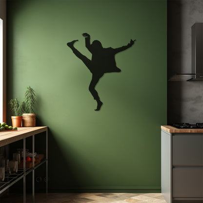 Man Dancing With His Feet In The Air Metal Wall Art