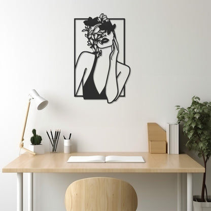 Woman And Flower Metal Wall Art