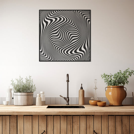 Zebra Pattern Illusion Metal Wall Art, Wall Decor, Metal Wall art