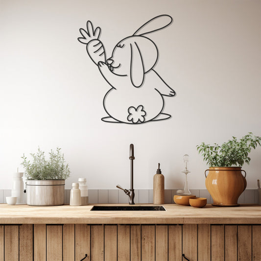 Carrot Detailed Rabbit Metal Wall Art, Wall Decor, Metal Wall art