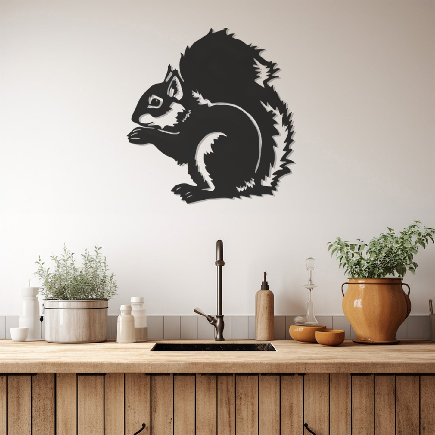 Squirrel Silhouette Metal Wal Art