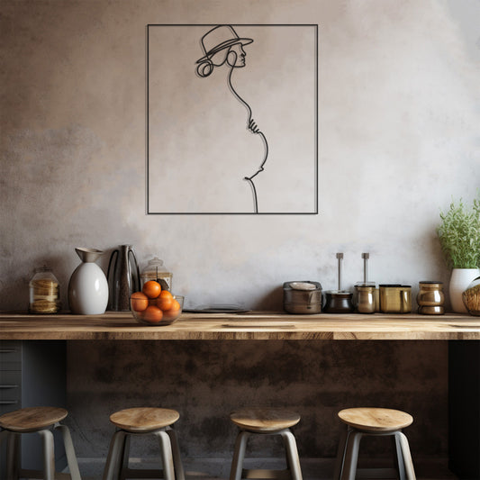Pregnant Mother Silhouette Metal Wall Art Lime Art Technique