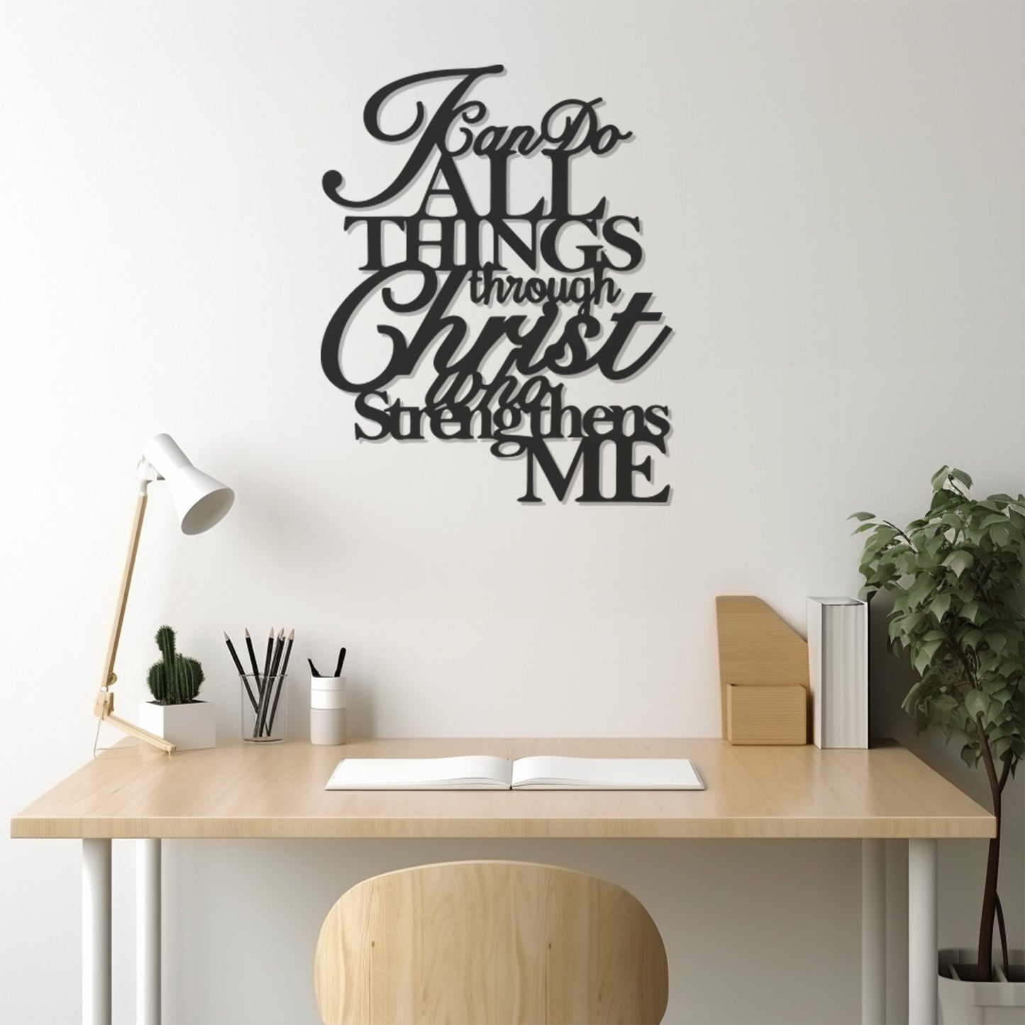Metal Wall Decor With The Inscription I Can Do Anything Thanks To Jesus Who Strengthens Me