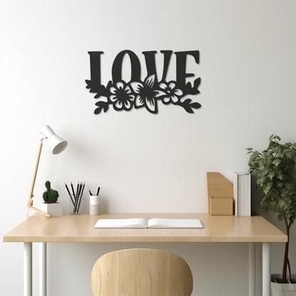 Love Lettering Metal Wall Decor With Flowers Underneath