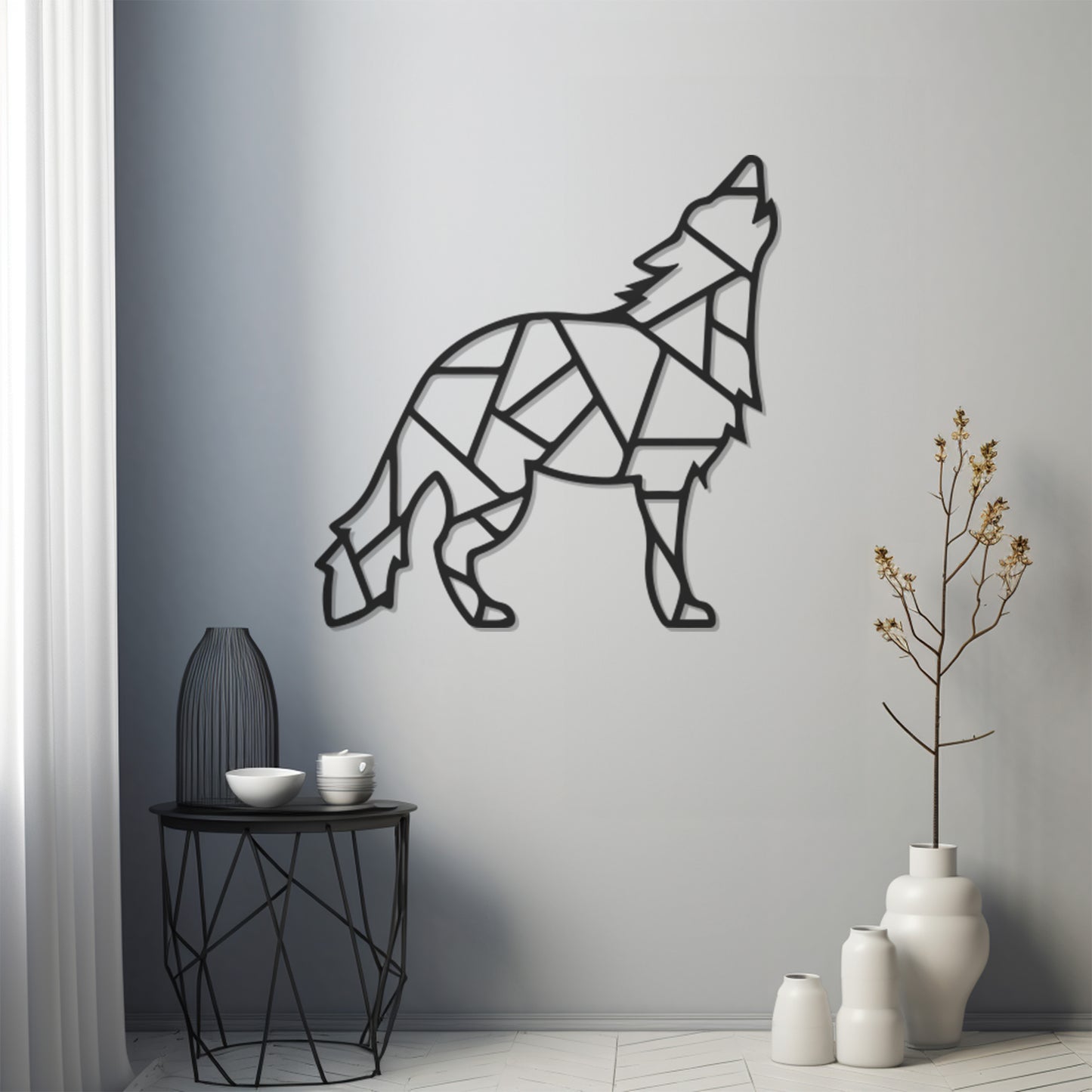 Wolf Metal Wall Decor Made With Geometric Abstract Patterns