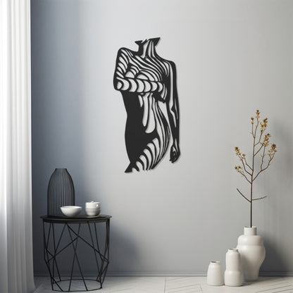 Zebra Print Woman Silhouette Metal Wall Art