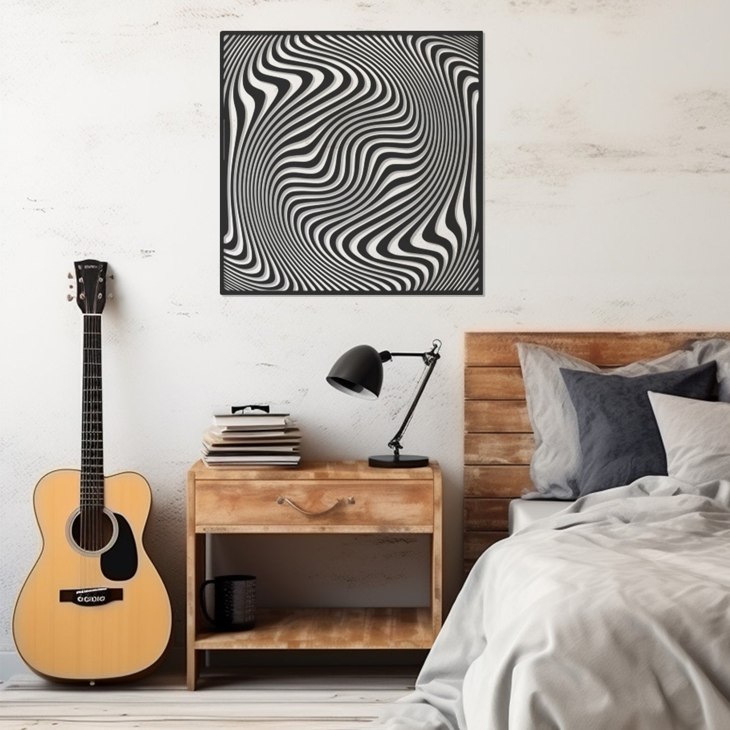 Zebra Pattern Illusion Metal Wall Art