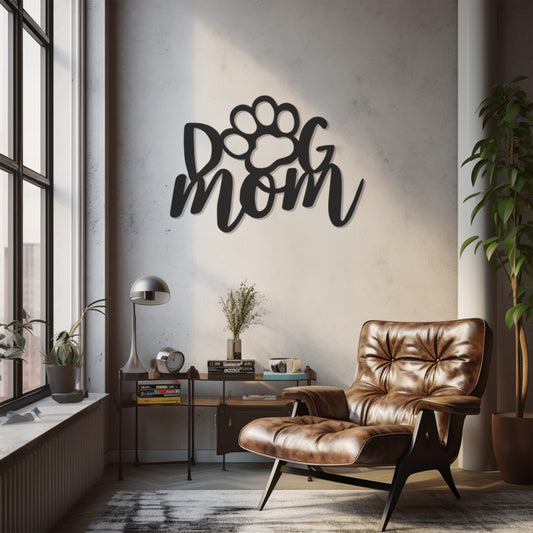 Paw Dog Mom Lettering Metal Wall Decor, Wall Decor, Metal Wall art