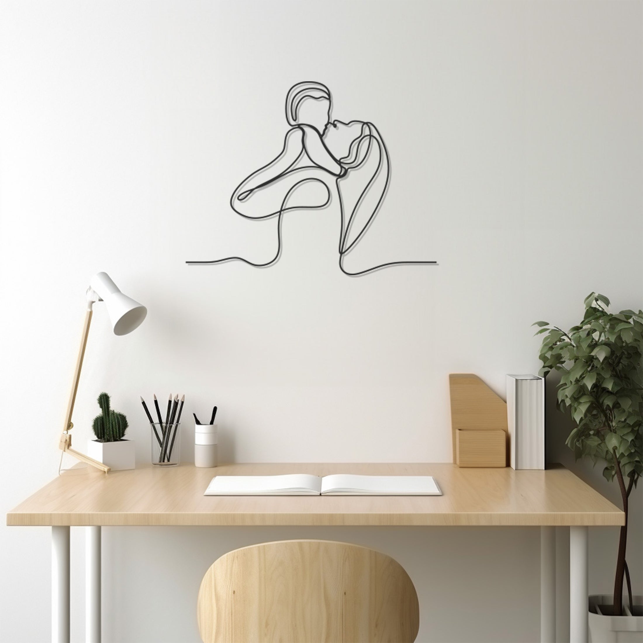 A Mother With Her Baby In Her Arms Silhouette Drawn With Metal Wall Art Lining Technique