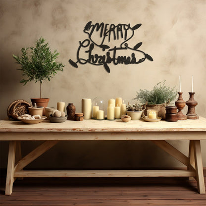 Merry Christmas Printed Metal Wall Art,Festive Holiday Themed Decor