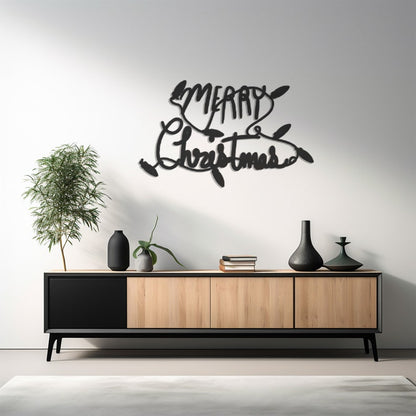 Merry Christmas Printed Metal Wall Art,Festive Holiday Themed Decor