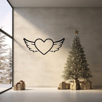 Winged Heart Metal Wall Art for Romantic Decor, Bedroom - Love Symbol
