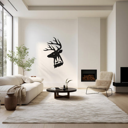Majestic Stag Silhouette Wall Art, Rustic Metal Decor for Home