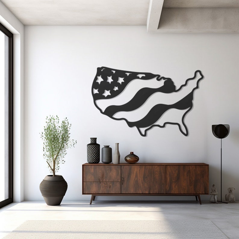 Flame-Inspired Metal Wall Art, Patriotic America Love Theme