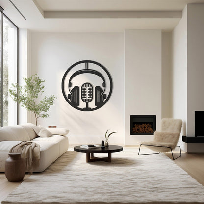 Modern Headphones Wall Art, Metal Music Decor