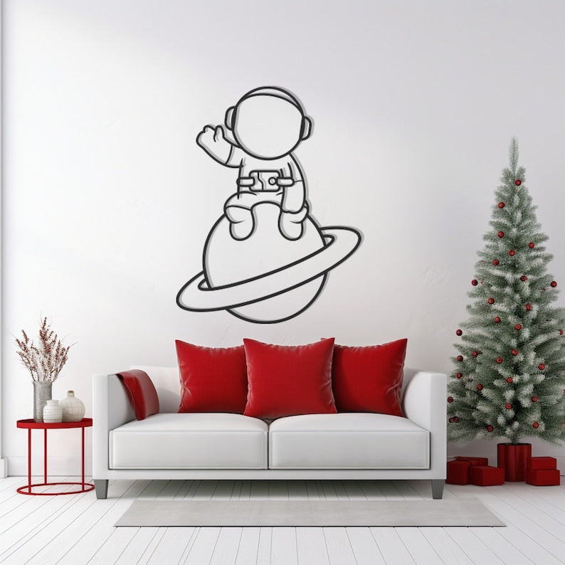 Astronaut Metal Wall Art, Outer Space Decor