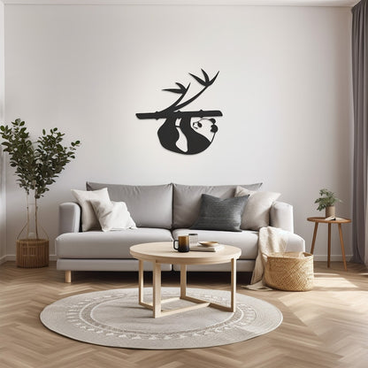 Modern Panda Pattern Wall Art, Metal Decor for Home