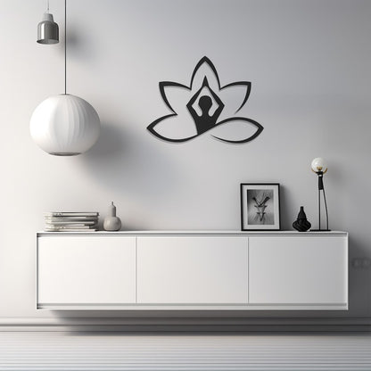 Zen Yoga Design Metal Wall Art, Serene Meditation Decor Sculpture