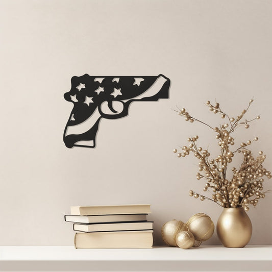 American Flag Gun Design Wall, Wall Decor, Metal Wall art