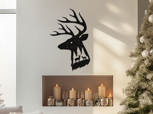 Majestic Stag Silhouette Wall, Wall Decor, Metal Wall art