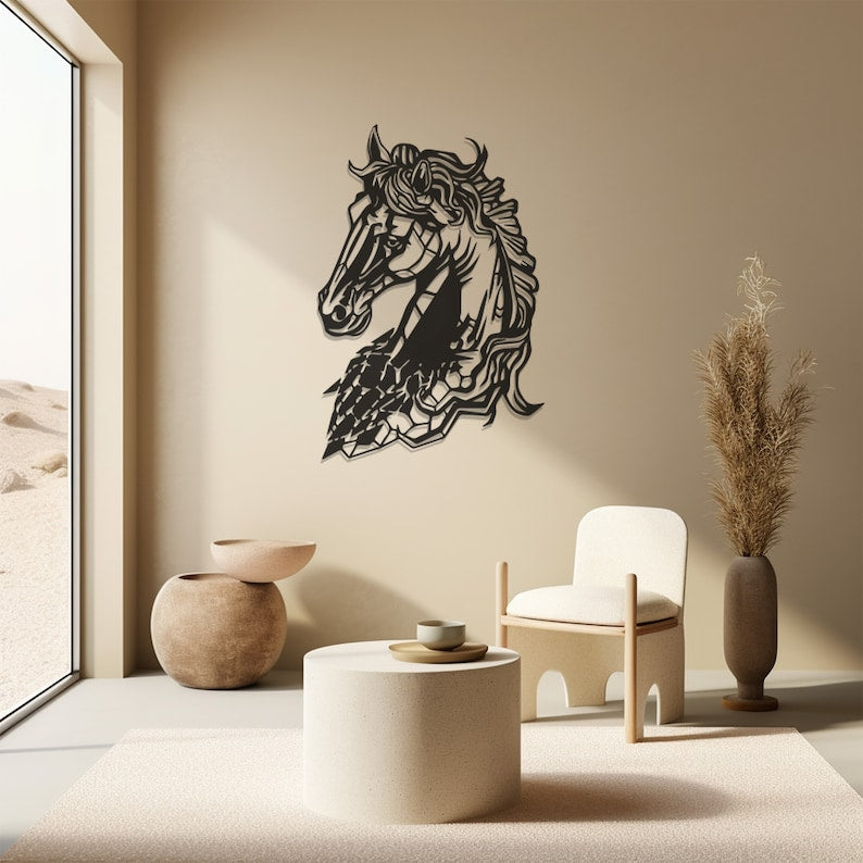 Rustic Horse Wall Art, Metal Equine Decor